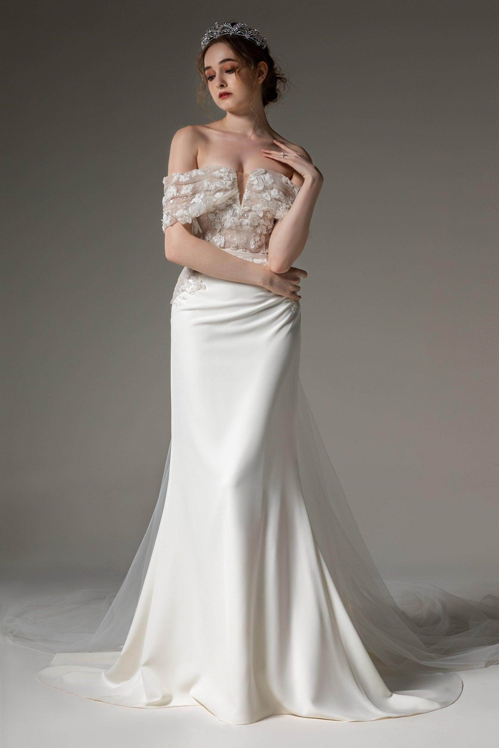 Trumpet-Mermaid Chapel Train Elastic Cloth Wedding Dress CW2491 - COCOMELODY